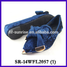 luxury lady shoes suede lady shoes flat metal lady shoes